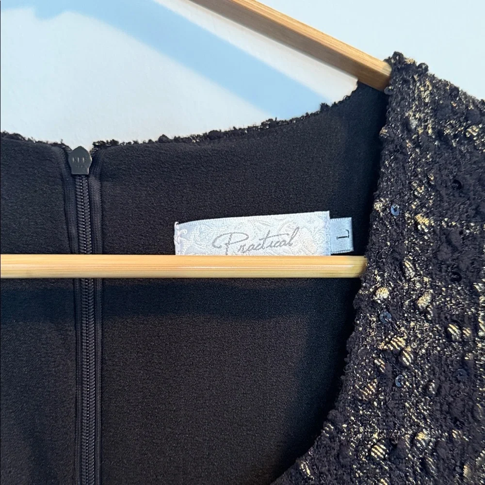 Chic Black and Gold Tweed Mini Dress - Picture 3 of 7